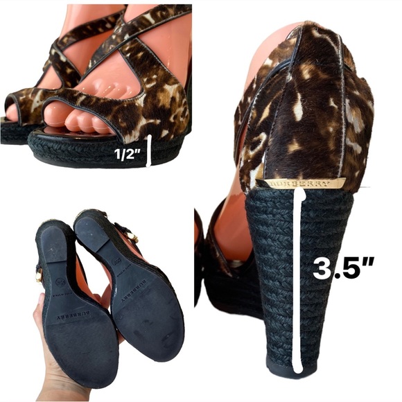Burberry Espadrille Wedge Cow Fur Crisscrossed Sandals - Picture 7 of 16